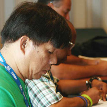 man taking test